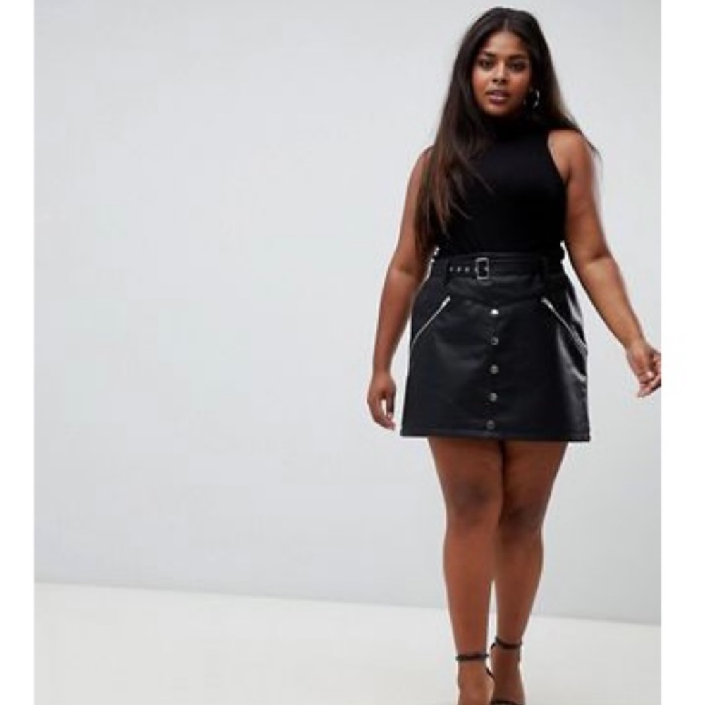 ASOS DESIGN Curve Leather Look Mini Skirt